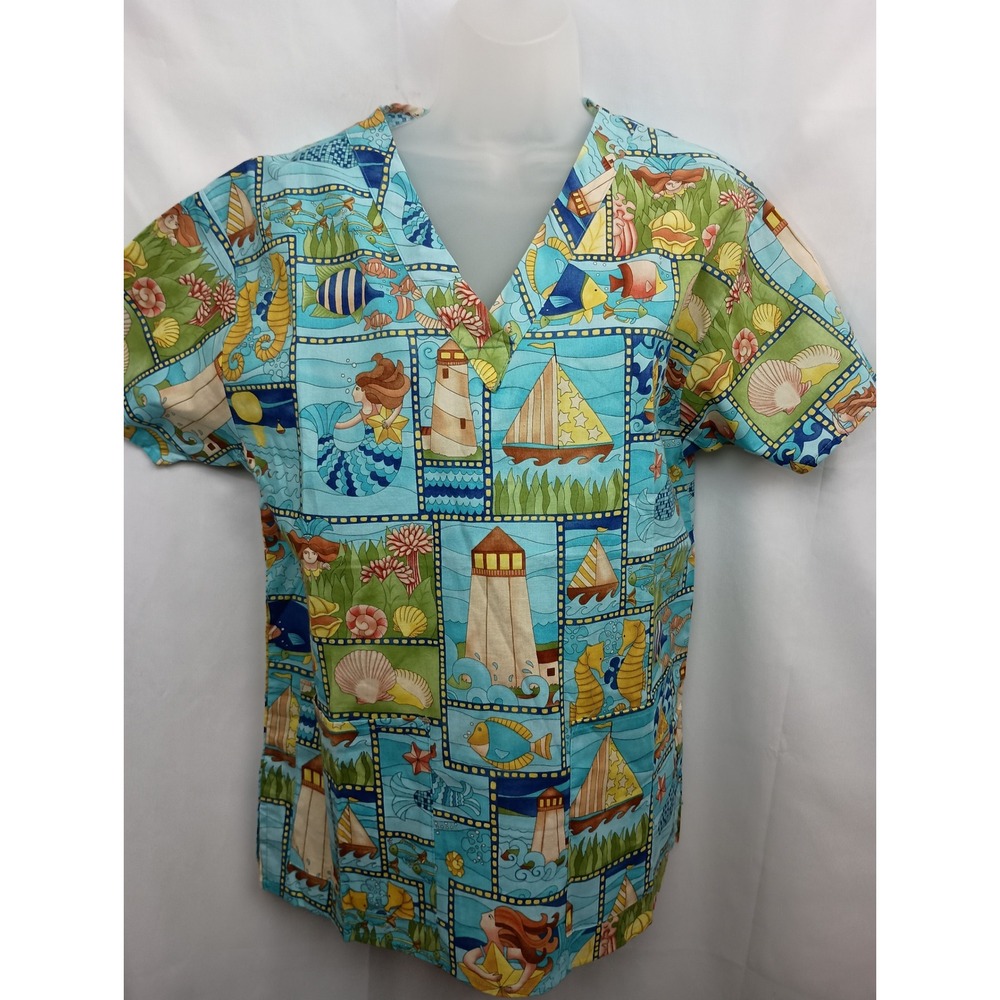 Knot‎ us artsy office work dr receptionist coastal sailboats beach scrub size S
